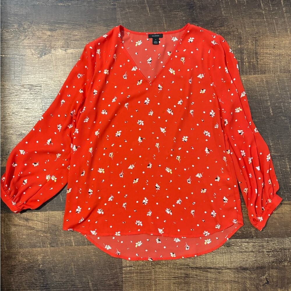 Halogen Red Floral Blouse